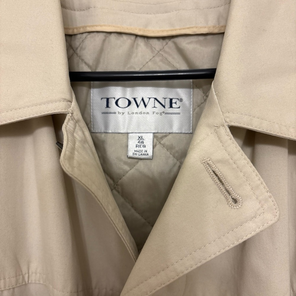 Vintage Towne by London Fog Men's Trench Coat XL 46R Tan Rain Jacket Zip Liner - Picture 4 of 8